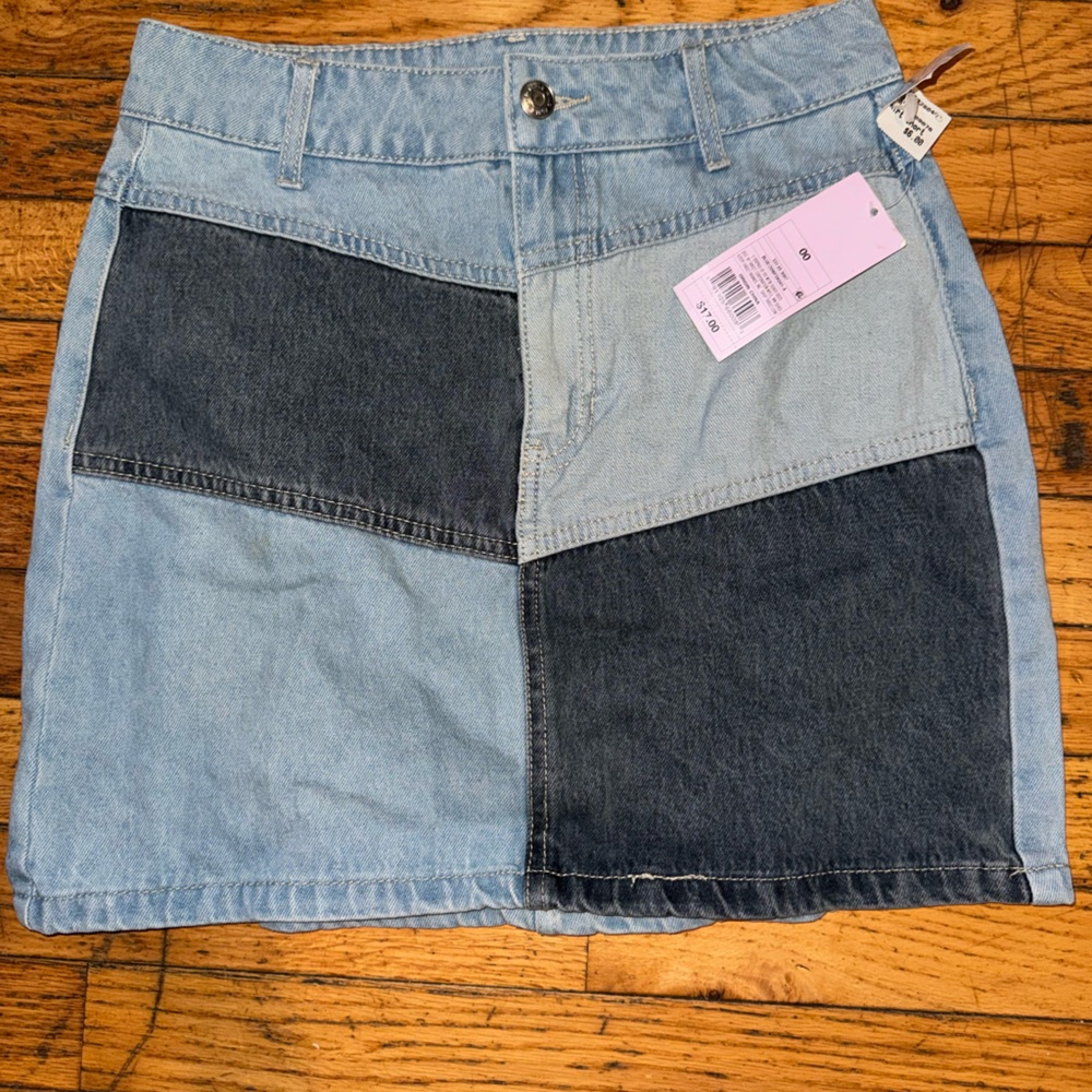 Wild Fable Patchwork Denim Skirt - Light and Dark Blue